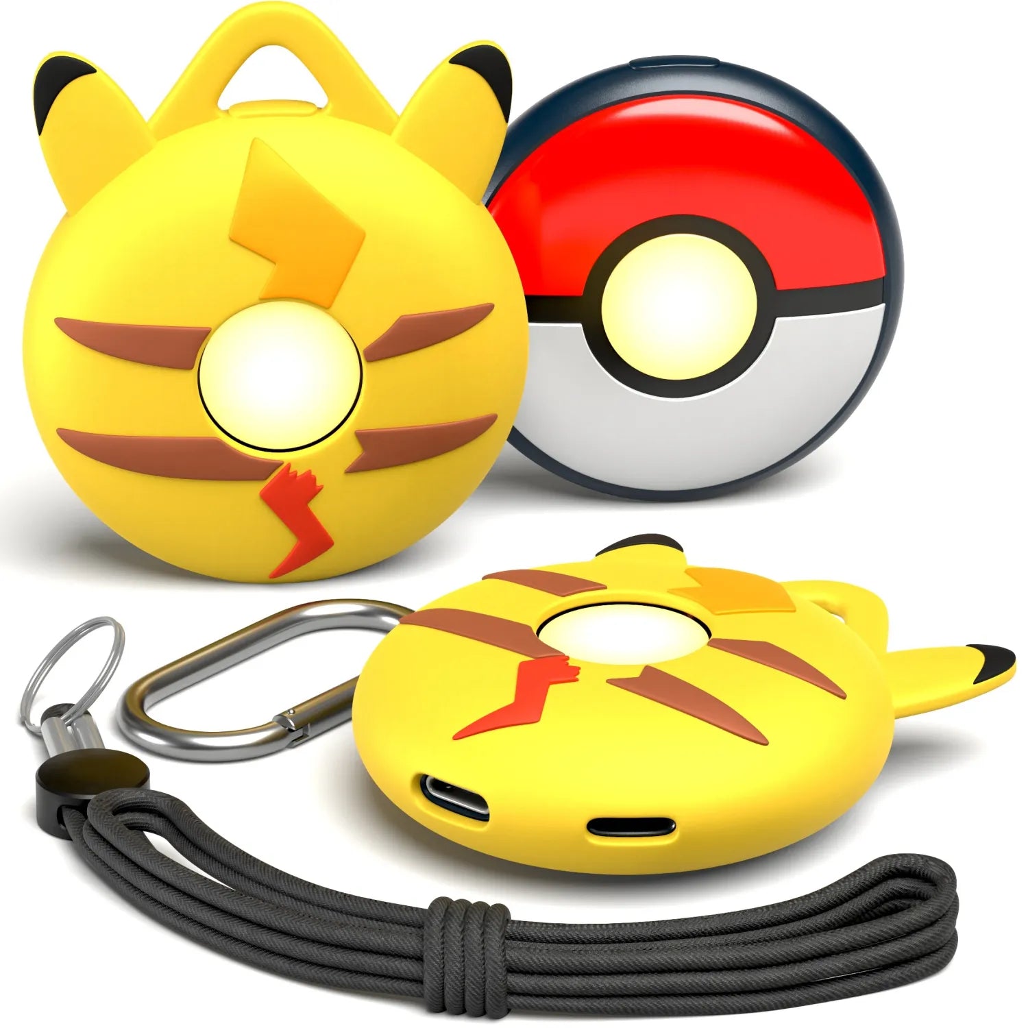 Silicone Case for Pokemon GO Plus (2023) - 3 in 1 Protective Cover + Keychain & Lanyard Accessories - Compatible with Pokemon Go Plus