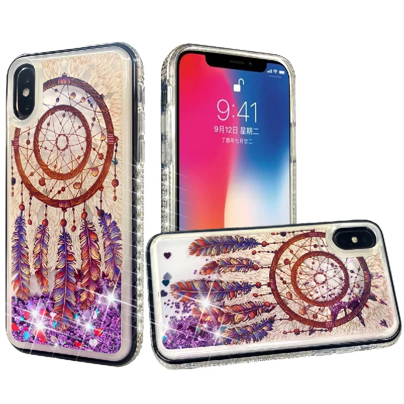 For Apple iPhone 11 Pro MAX (XI6.5) Quicksand Diamond Bumper Hybrid Case Cover - Antique Feather