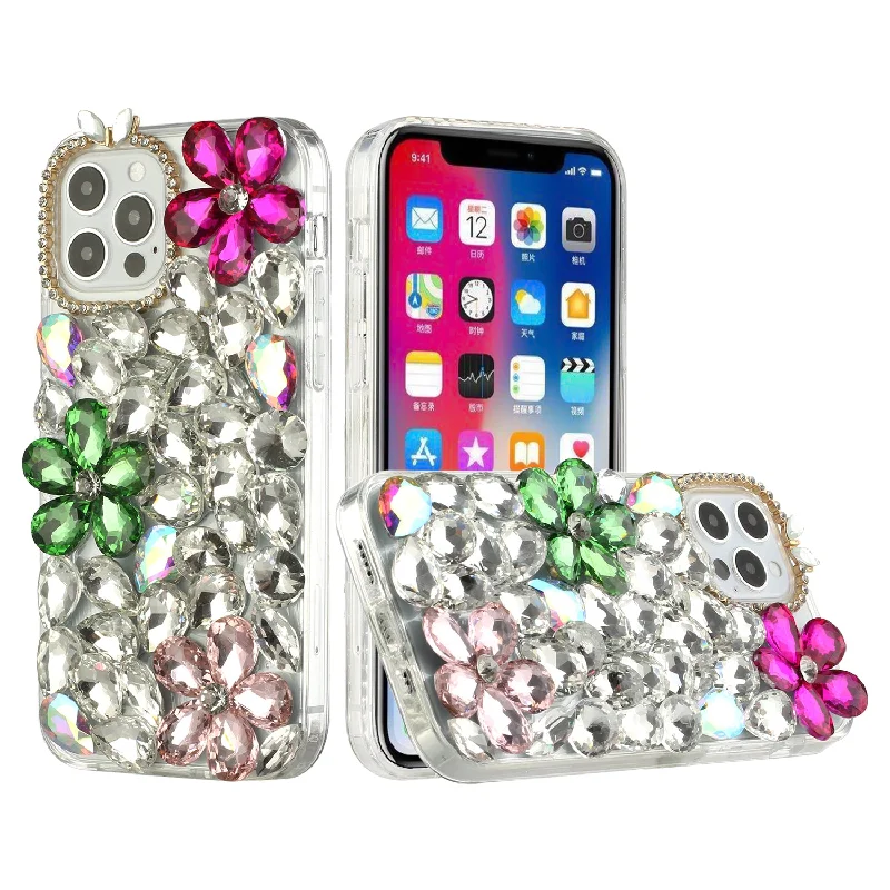 For Apple iPhone 11 (XI6.1) Full Diamond with Ornaments Hard TPU Case Cover - Hot Pink/Neon Green/Light Pink