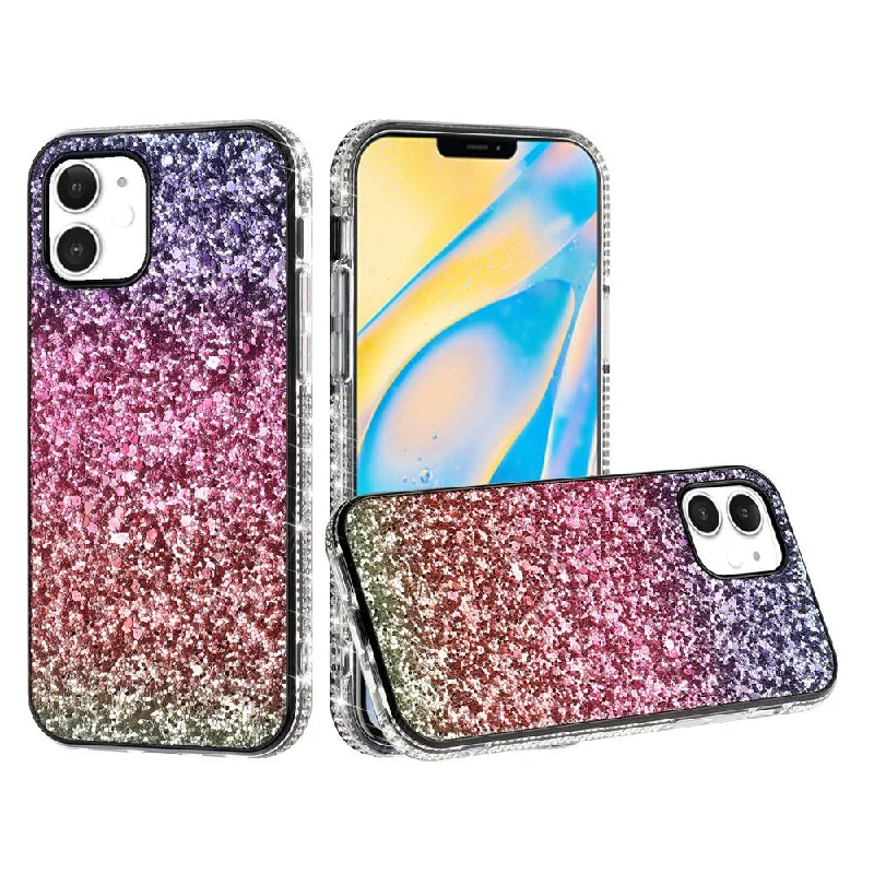 For Apple iPhone 12 5.4 inch Decorative Glitter with Diamond All Around Hybrid - D Style