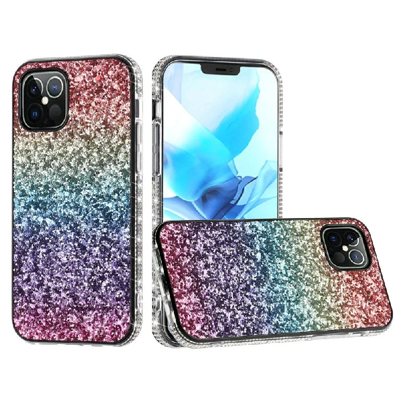 For Apple iPhone 12 6.1 inch Decorative Glitter with Diamond All Around Hybrid - C Style