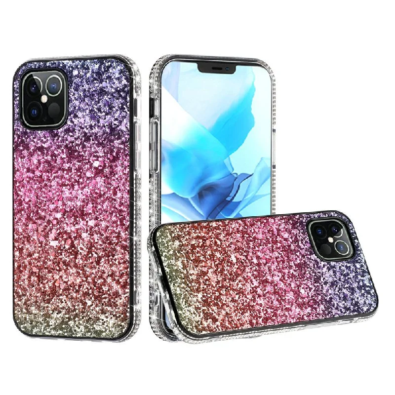 For Apple iPhone 12 6.1 inch Decorative Glitter with Diamond All Around Hybrid - D Style