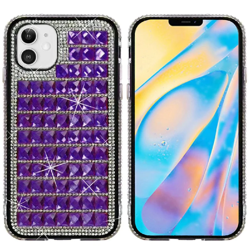 For iPhone 12 Mini 5.4 Bling Diamond Shiny Crystal Case Cover - Dark Purple