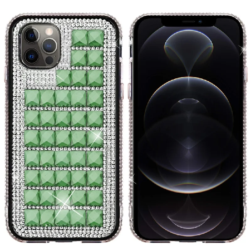 For iPhone 12 Pro Max 6.7 Bling Diamond Shiny Crystal Case Cover - Green