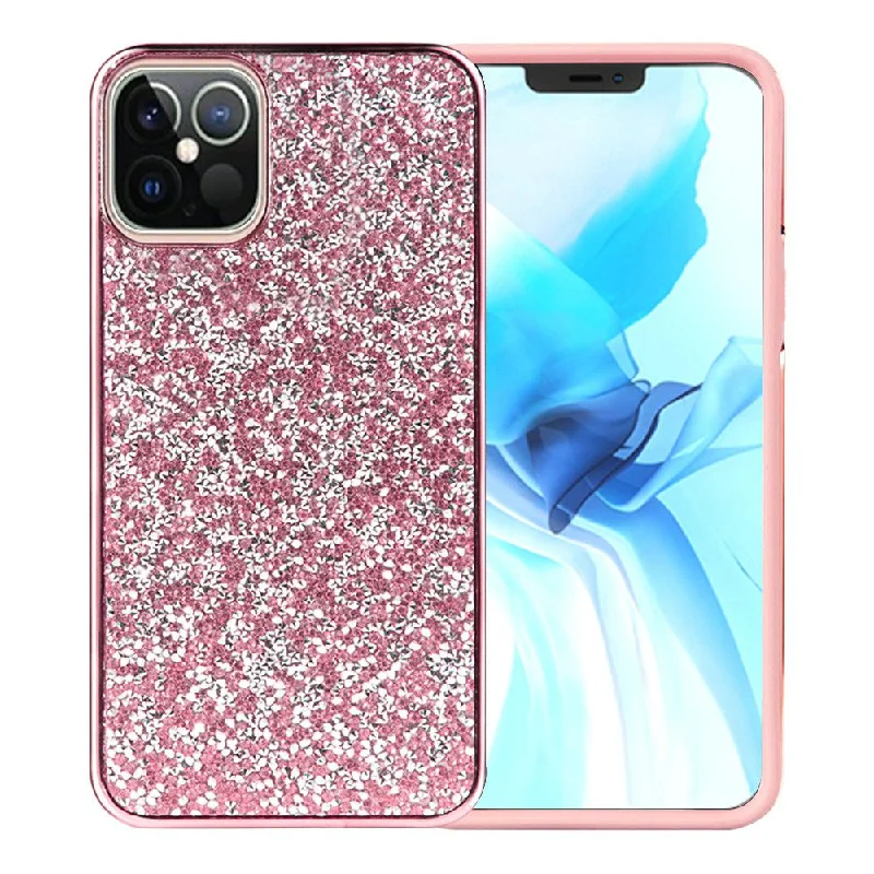 For iPhone 12 Pro Max 6.7 Deluxe Diamond Bling Glitter Case Cover - Pink