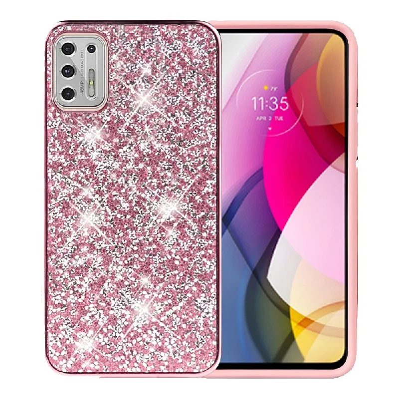 For Moto G Stylus 2021 Deluxe Diamond Bling Glitter Case Cover - Pink