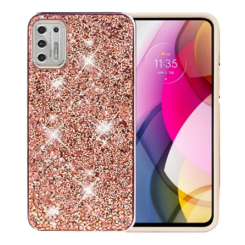 For Moto G Stylus 2021 Deluxe Diamond Bling Glitter Case Cover - Rose Gold