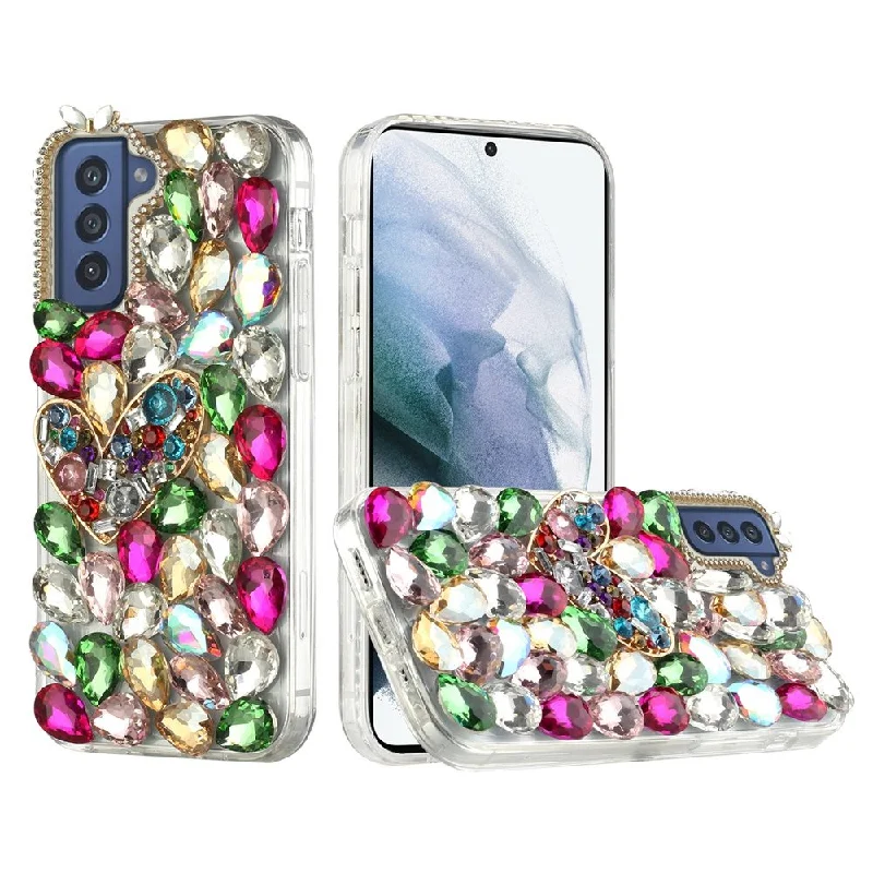 For Samsung Galaxy S21/S30 6.3inch Full Diamond with Ornaments Hard TPU Case Cover - Colorful Ornaments with Heart