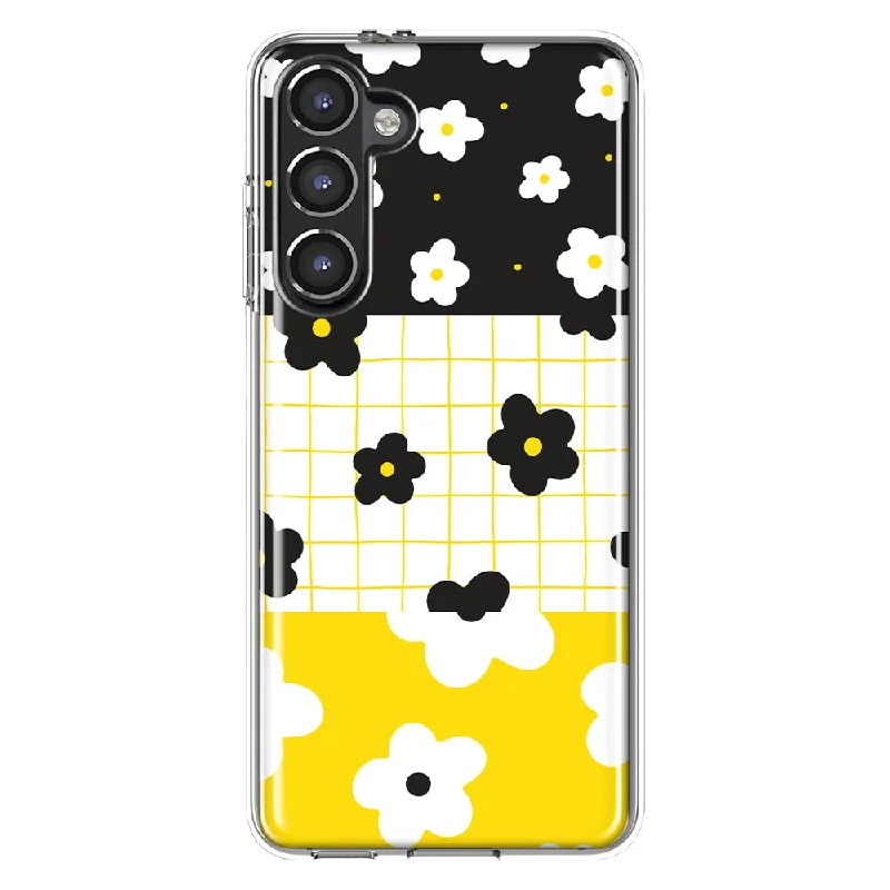 For Samsung Galaxy S23 Black Yellow Daisies Slim Shockproof Hard Shell TPU Case Heavy Duty Protective Phone Cover