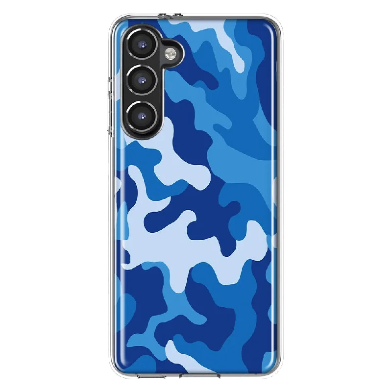 For Samsung Galaxy S23 Blue Camo Slim Shockproof Hard Shell TPU Case Heavy Duty Protective Phone Cover