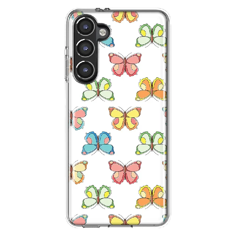 For Samsung Galaxy S23 Colorful Butterflies Slim Shockproof Hard Shell TPU Case Heavy Duty Protective Phone Cover