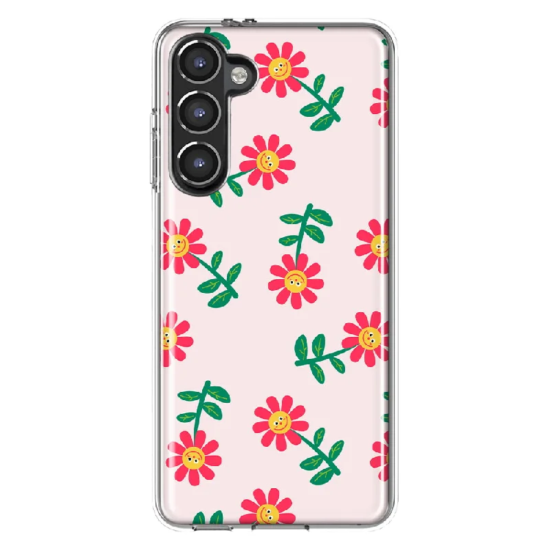 For Samsung Galaxy S23 Cute Cartoon Flowers Slim Shockproof Hard Shell TPU Case Heavy Duty Protective Phone Cover