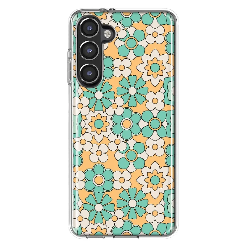 For Samsung Galaxy S23 Cute Mint Yellow Floral Slim Shockproof Hard Shell TPU Case Heavy Duty Protective Phone Cover