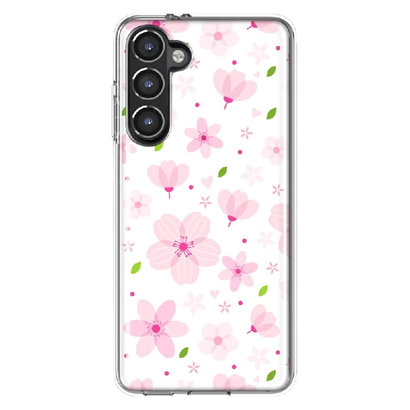 For Samsung Galaxy S23 Cute Pink Cherry Blossom Slim Shockproof Hard Shell TPU Case Heavy Duty Protective Phone Cover