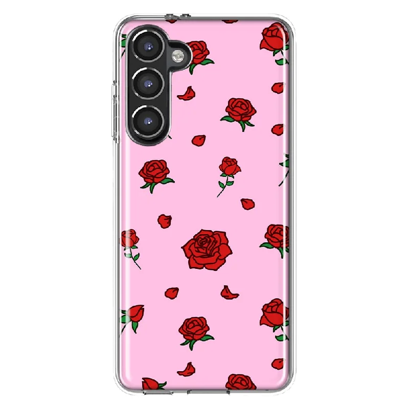 For Samsung Galaxy S23 Cute Red Roses Slim Shockproof Hard Shell TPU Case Heavy Duty Protective Phone Cover