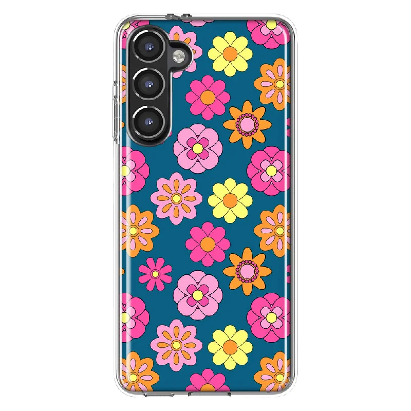 For Samsung Galaxy S23 Groovy Pink Daisies Slim Shockproof Hard Shell TPU Case Heavy Duty Protective Phone Cover