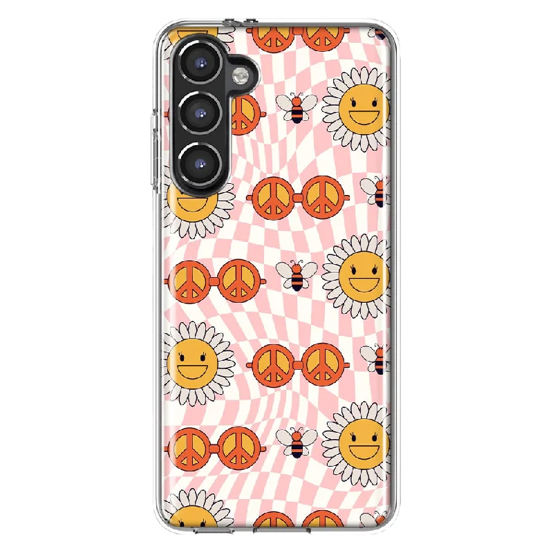 For Samsung Galaxy S23 Retro Groovy Flowers Slim Shockproof Hard Shell TPU Case Heavy Duty Protective Phone Cover