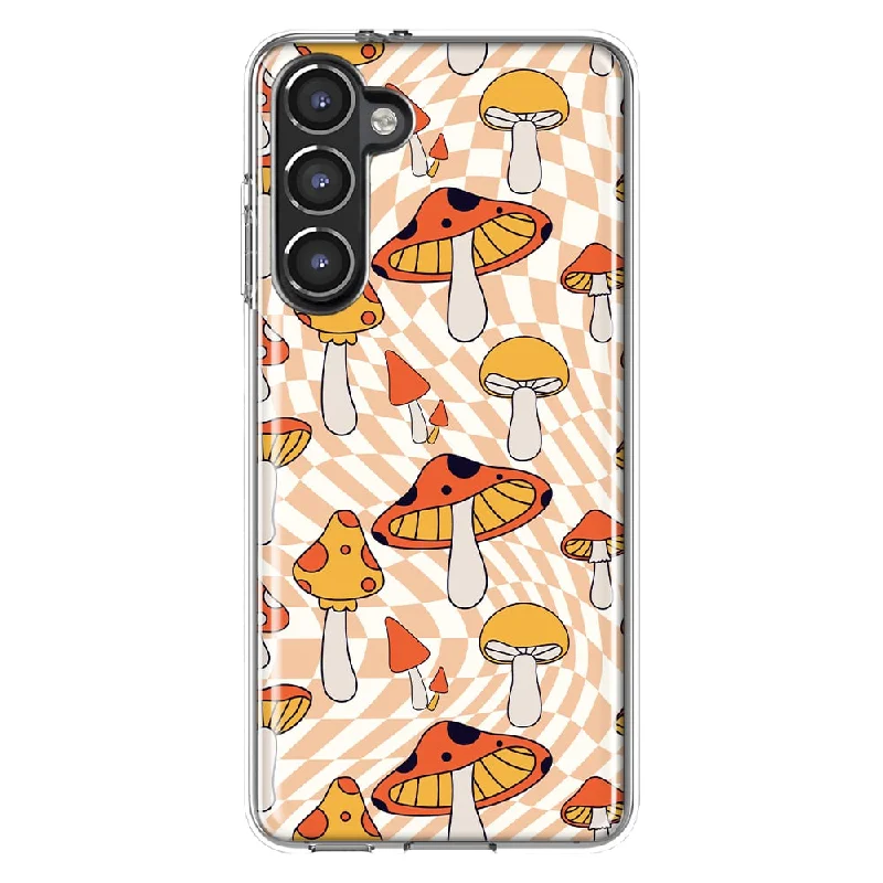 For Samsung Galaxy S23 Retro groovy Mushrooms Slim Shockproof Hard Shell TPU Case Heavy Duty Protective Phone Cover