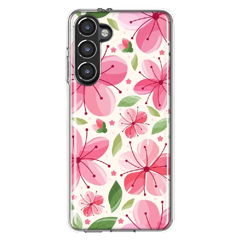 For Samsung Galaxy S23 Spring Pink Cherry Blossoms Slim Shockproof Hard Shell TPU Case Heavy Duty Protective Phone Cover