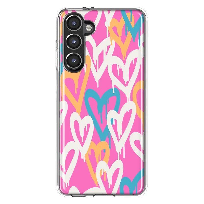 For Samsung Galaxy S23 Urban Street Pink Hearts Slim Shockproof Hard Shell TPU Case Heavy Duty Protective Phone Cover