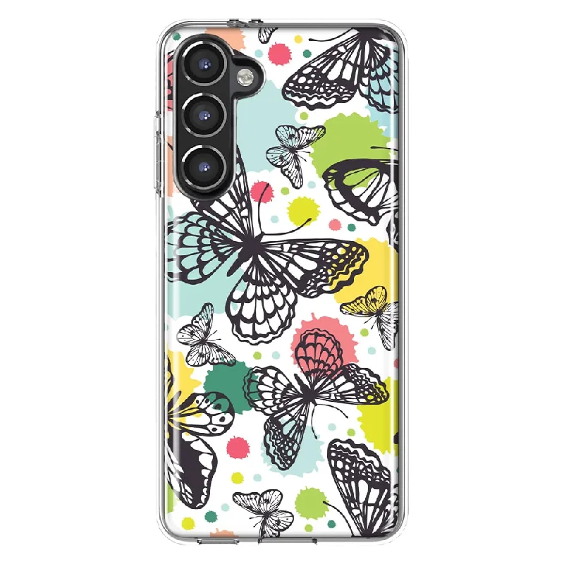 For Samsung Galaxy S23 Vintage Butterflies Slim Shockproof Hard Shell TPU Case Heavy Duty Protective Phone Cover