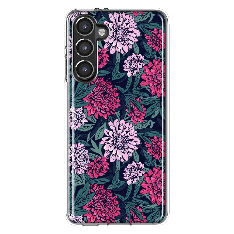 For Samsung Galaxy S23 Vintage Pink Flowers and Leaves Slim Shockproof Hard Shell TPU Case Heavy Duty Protective Phone Cover