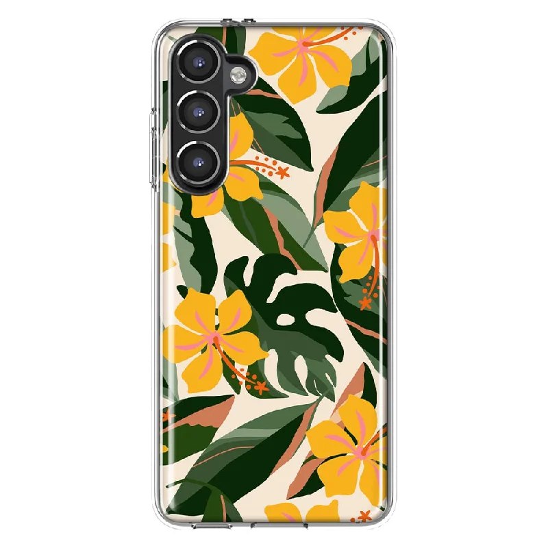 For Samsung Galaxy S23 Vintage Tropical Flowers Slim Shockproof Hard Shell TPU Case Heavy Duty Protective Phone Cover