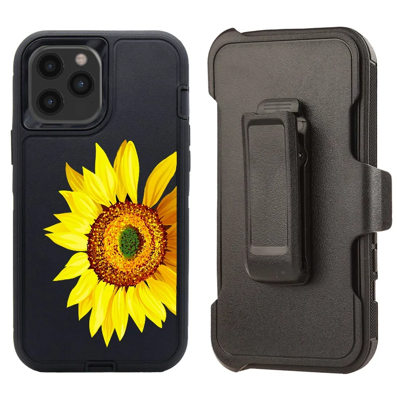 Shockproof Case for Apple iPhone 12 Pro Max with Clip Sunflower