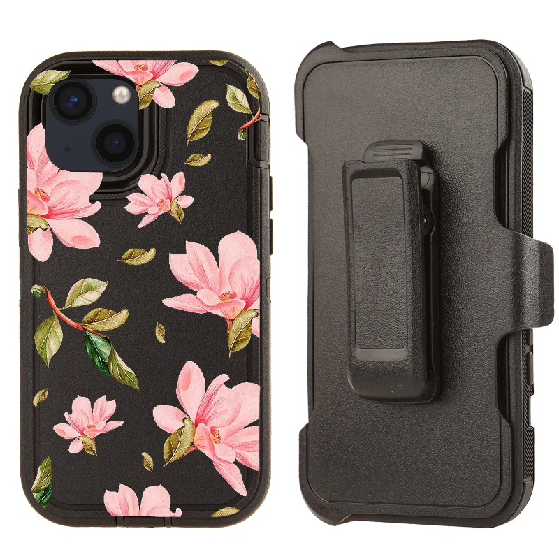 Rugged Shockproof Case with clip for Apple iPhone 13/14 Floral